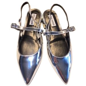 Steve Madden Anyaa Silver Low Heeled Sling Back Shoes